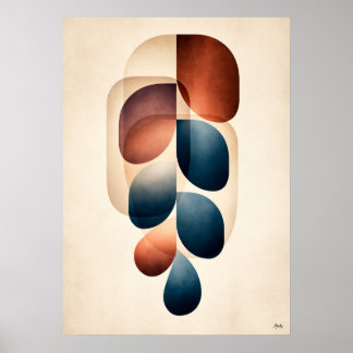 Fuji Wisteria Japandi Floral Geometry Poster