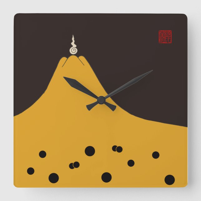 Fujigoshinkamonkurokirasya-Jinbaori Square Wall Clock (Front)