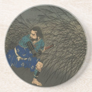 Fujiwara no Yasumasa Plays Flute By Moonlight 3:3 Coaster