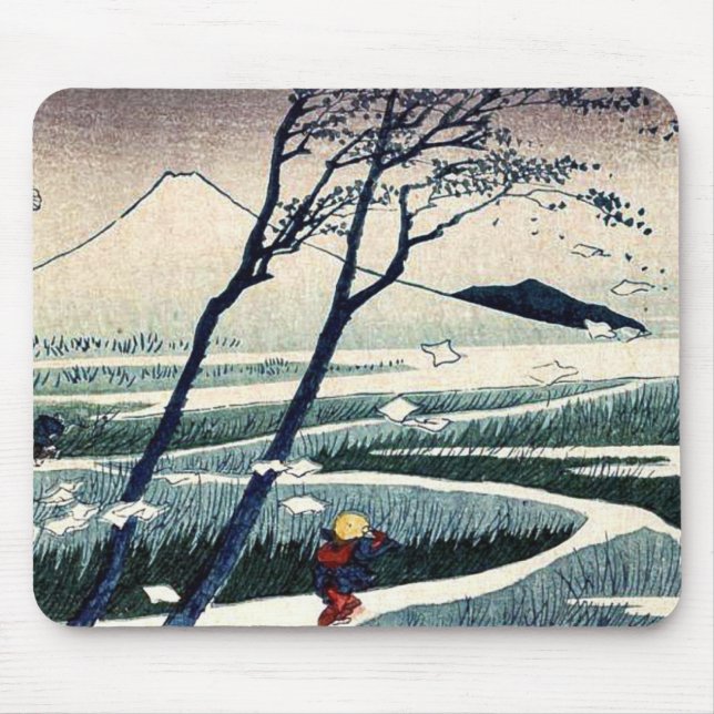 Fukeiga by Katsushika, Hokusai Ukiyoe Mouse Pad (Front)