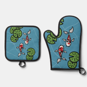 Fuku and Heiwa the Koi Oven Mitt & Pot Holder Set