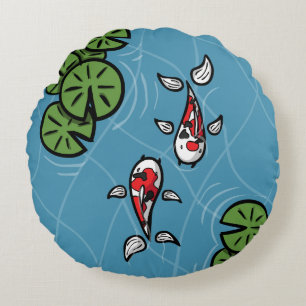 Fuku and Heiwa the Koi Round Pillow