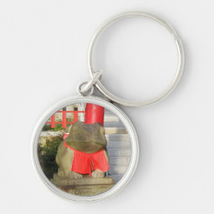 Fuku Kaeru 福かえる Fortune Frog with Red Yodarekake Key Ring