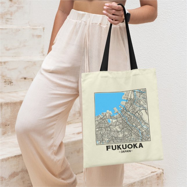 Fukuoka, Japan, City Map Tote Bag (Creator Uploaded)