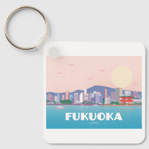 Fukuoka Japan Pastel Travel Key Ring