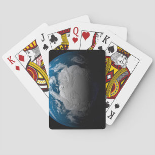 Ful Earth Showing Simulated Clouds Over Antarctica Playing Cards