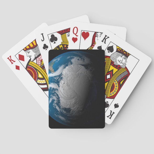 Ful Earth Showing Simulated Clouds Over Antarctica Playing Cards (Back)