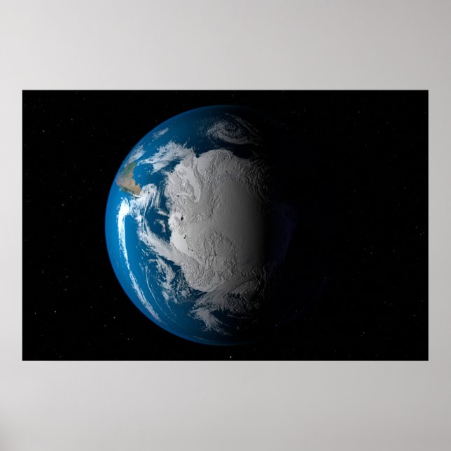 Ful Earth Showing Simulated Clouds Over Antarctica Poster (Front)