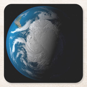 Ful Earth Showing Simulated Clouds Over Antarctica Square Paper Coaster