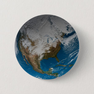 Ful Earth With Simulated Clouds Over North America 6 Cm Round Badge