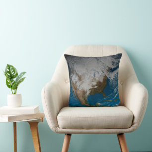 Ful Earth With Simulated Clouds Over North America Cushion
