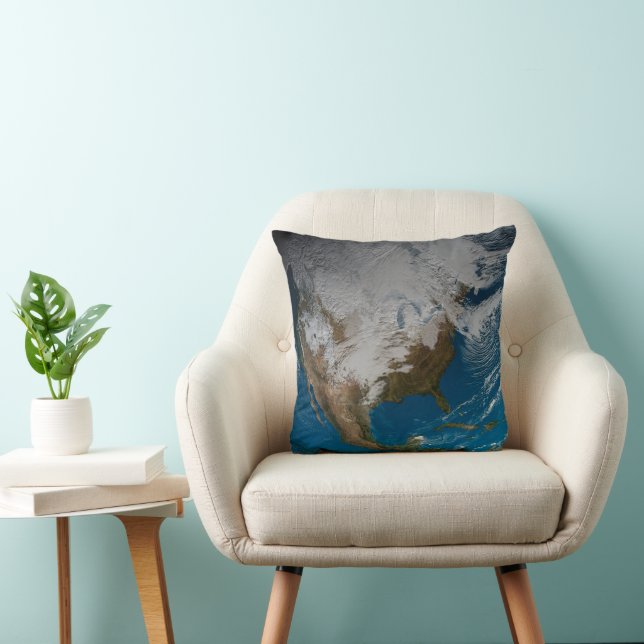 Ful Earth With Simulated Clouds Over North America Cushion (Chair)