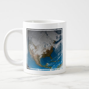 Ful Earth With Simulated Clouds Over North America Large Coffee Mug