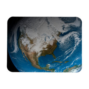 Ful Earth With Simulated Clouds Over North America Magnet
