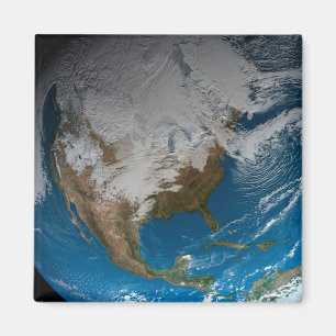 Ful Earth With Simulated Clouds Over North America Magnet