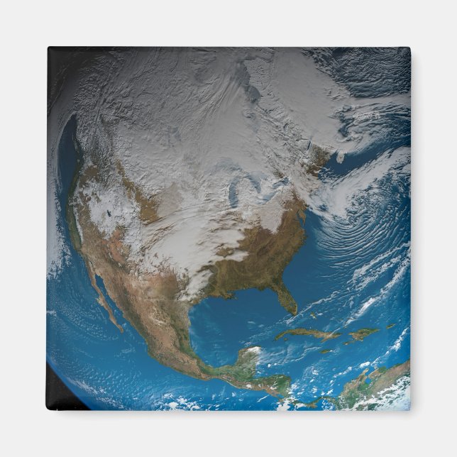 Ful Earth With Simulated Clouds Over North America Magnet (Front)