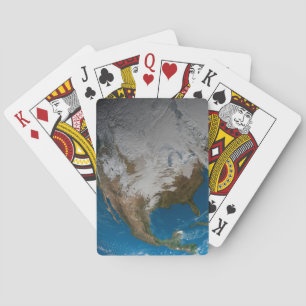 Ful Earth With Simulated Clouds Over North America Playing Cards