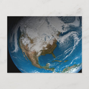 Ful Earth With Simulated Clouds Over North America Postcard