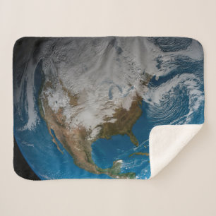 Ful Earth With Simulated Clouds Over North America Sherpa Blanket