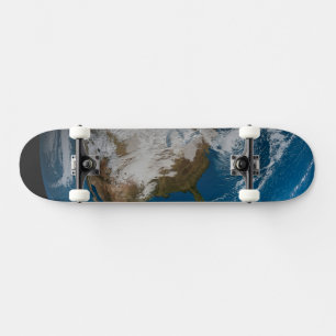 Ful Earth With Simulated Clouds Over North America Skateboard