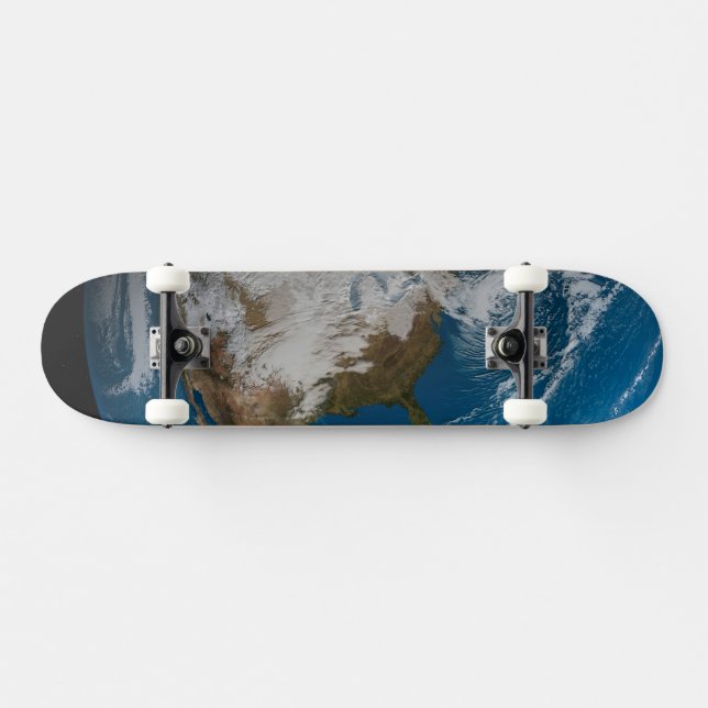 Ful Earth With Simulated Clouds Over North America Skateboard (Horz)