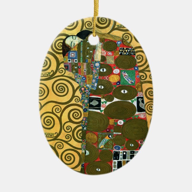 Fulfilment aka The Embrace by Gustav Klimt Ceramic Ornament (Front)