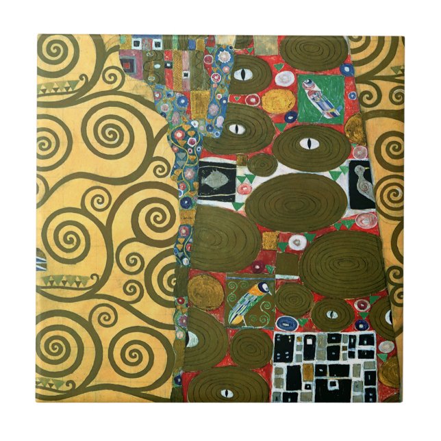 Fulfilment aka The Embrace by Gustav Klimt Ceramic Tile (Front)