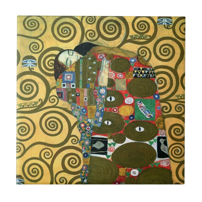 Fulfilment aka The Embrace by Gustav Klimt Ceramic Tile (Front)
