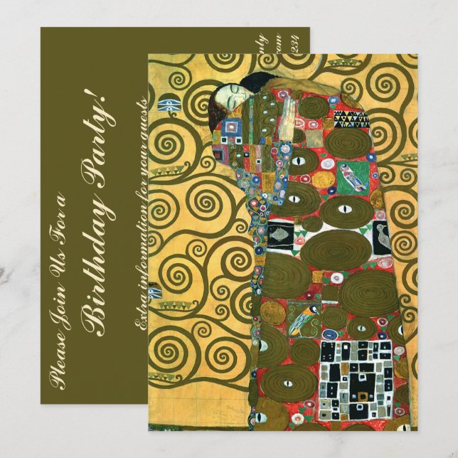 Fulfilment aka The Embrace by Gustav Klimt Invitation (Front/Back)