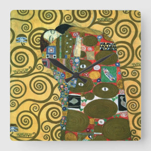 Fulfilment aka The Embrace by Gustav Klimt Square Wall Clock
