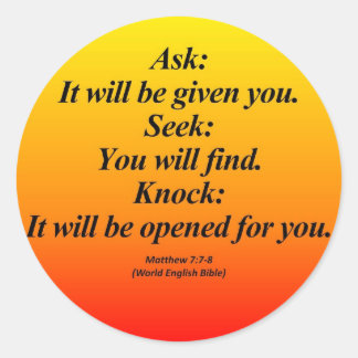 Fulfilment Matthew 7:7-8 Abbrev Classic Round Sticker