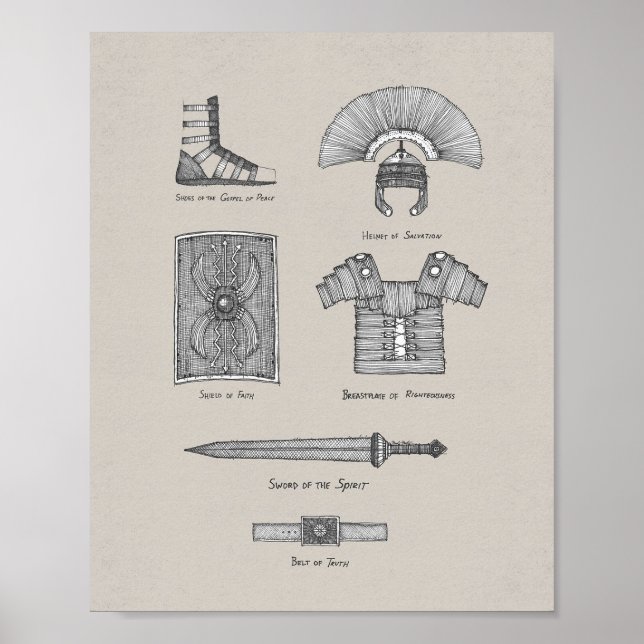 Full Armour of God - Ephesians 6:13-17 Bible Verse Poster (Front)