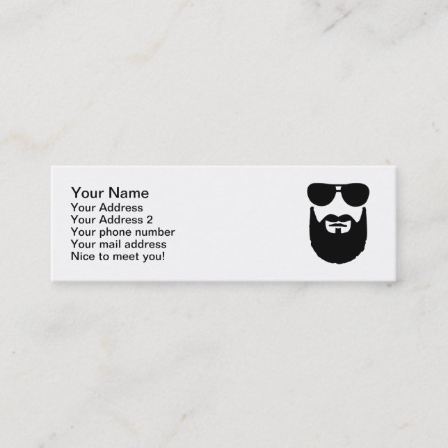 Full beard sunglasses mini business card (Front)
