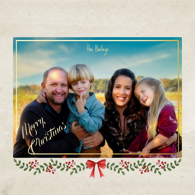 Full bleed holiday photo card gold foil  (Creator Uploaded)