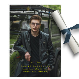 Full Bleed Photo Yellow Graduation Announcement