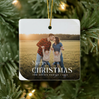 Full Bleed Rounded Family Photo Christmas Ornament