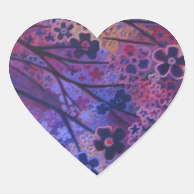 Full Bloom, Cherry Blossom Tree art products Heart Sticker (Front)