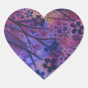 Full Bloom, Cherry Blossom Tree art products Heart Sticker