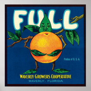 Full Brand Oranges Crate Label Poster