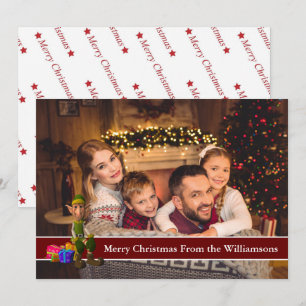 Full Card Photo and Elf With Red Text Band