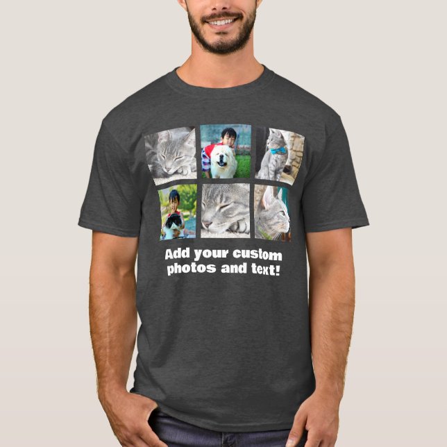 Full Colour 6 Photo Mosaic Picture Collage T-Shirt (Front)