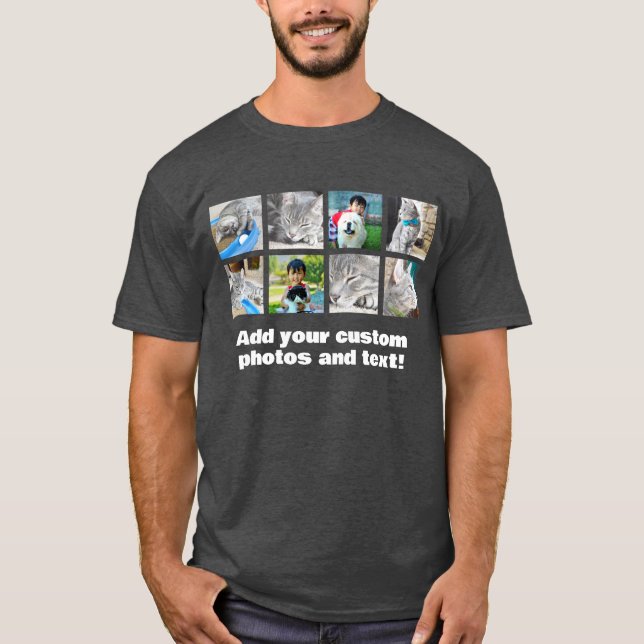 Full Colour 8 Photo Mosaic Picture Collage T-Shirt (Front)
