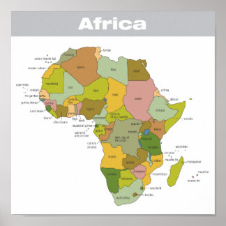 Full Colour Map of Africa Poster