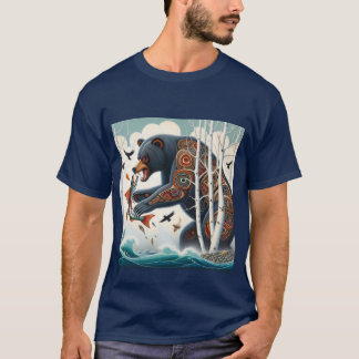 Full colour Native Bear Fishing T-Shirt