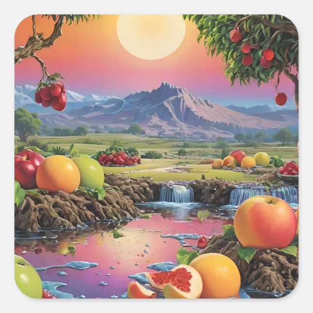 Full Colour Spectrum of Fruit 1 Square Sticker (Front)