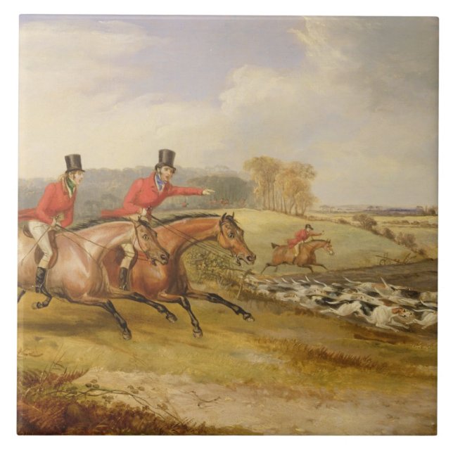 Full Cry, Bachelor's Hall, 1835 (oil on canvas) Ceramic Tile (Front)