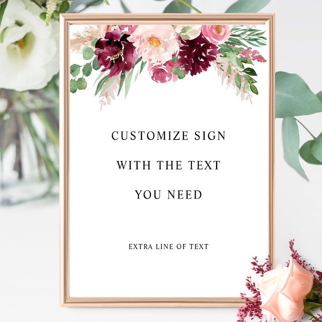 Full Custom Text, Burgundy Blush Pink Wedding Sign (Creator Uploaded)
