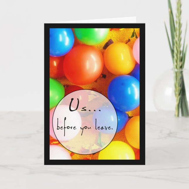 Full & Deflated Balloon Retirement or Moving Card (Front)