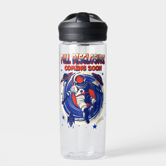 Full Disclosure Coming Soon | Astronaut Floating  Water Bottle (Front)
