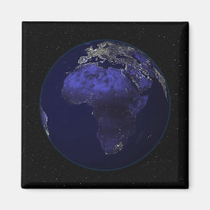 Full Earth at night showing Africa and Europe Magnet